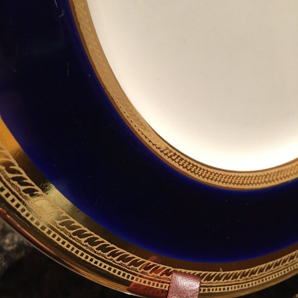 Vintage English CROWN DUCAL Cobalt and Gold Trim Dessert Plate #5 - Picture 5 of 7